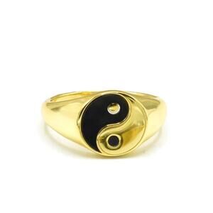 Yin Yang Ring Gold and Black Size 7 Balance Symbol Jewelry